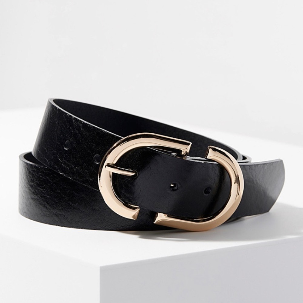 NWT Black & gold genuine leather belt